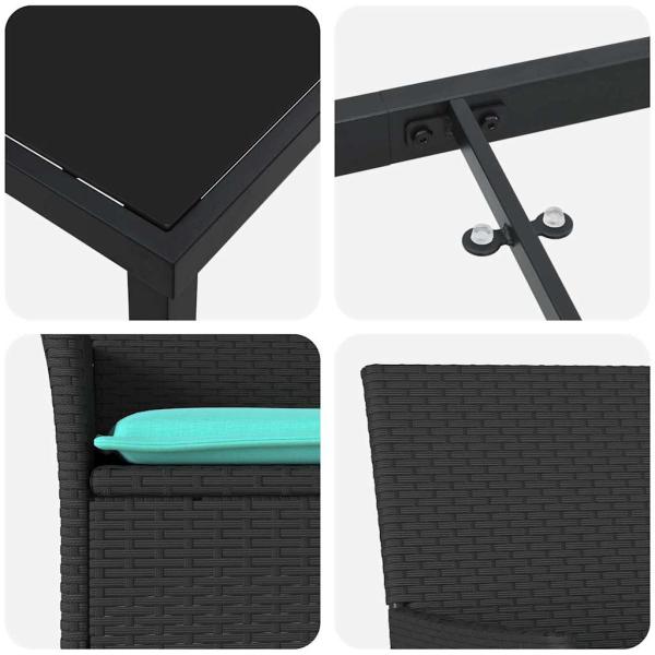 Tisch- und Stuhlset 5 pcs Schwarz PE-Rattan