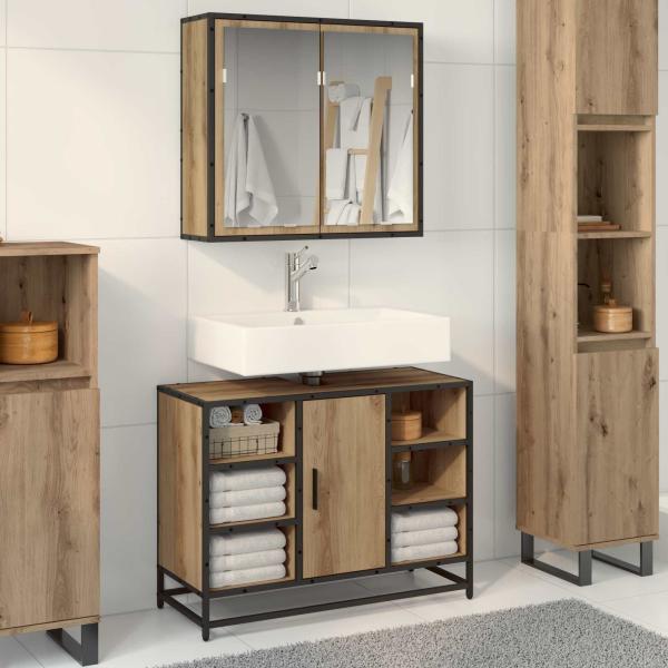 ARDEBO.de - Badezimmermöbel-Set 2 stk. Artisan-Eiche 80 x 33 x 60 cm