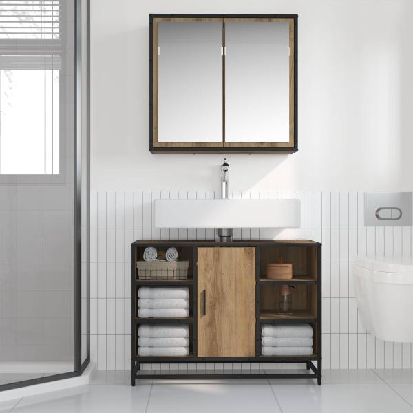 Badezimmermöbel-Set 2 stk. Artisan-Eiche 80 x 33 x 60 cm