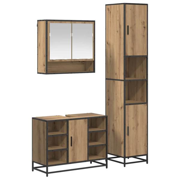 Badezimmermöbel-Set 3 stk. Artisan-Eiche 35 x 37,5 x 188,5 cm