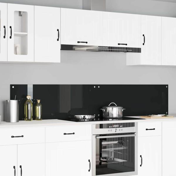 ARDEBO.de - Küchenrückwand 2 stk. Schwarz 110 x 40 cm Gehärtetes Glas
