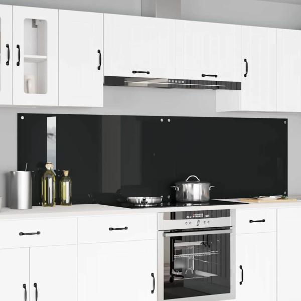ARDEBO.de - Küchenrückwand 2 stk. Schwarz 110 x 60 cm Gehärtetes Glas