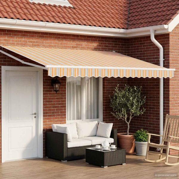 ARDEBO.de - Elektrische ausziehbare Markise Grau, Orange, Weiß 5 x 3 m