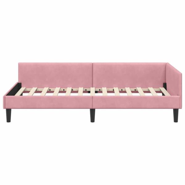 Eckbettgestell mit Kopfteil Rosa 90 cm x 200 cm Samt