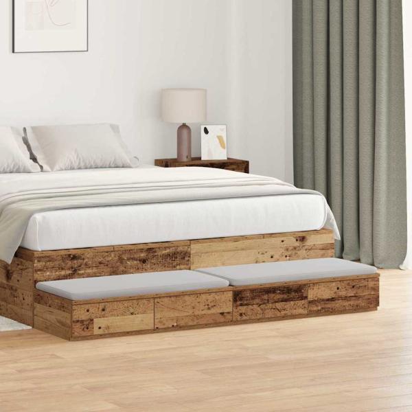 ARDEBO.de - Bettschubladen Altholz 140 x 36,5 x 16,5 cm Holzwerkstoff