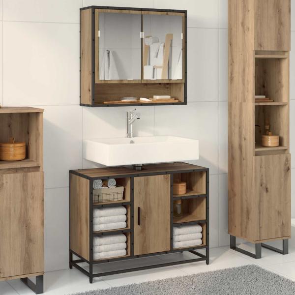 ARDEBO.de - Badezimmerschrank Artisan-Eiche 80 x 33 x 60 cm Holzwerkstoff