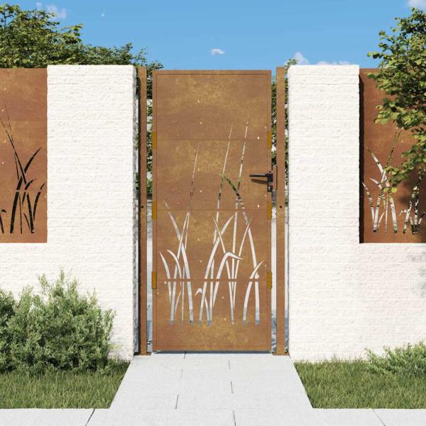 ARDEBO.de - Gartentor 100x175 cm Cortenstahl Gras-Design