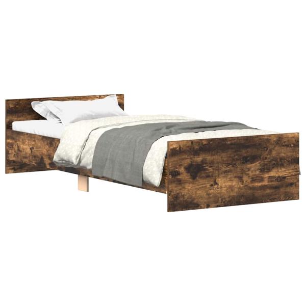 Bettgestell ohne Matratze Räuchereiche 90x200 cm Holzwerkstoff
