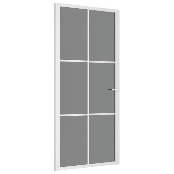 Innentür 93x201,5 cm Weiß ESG-Glas und Aluminium