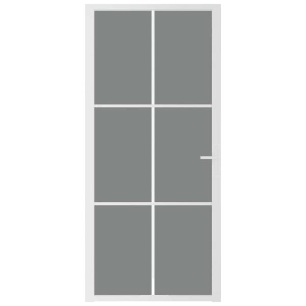 Innentür 93x201,5 cm Weiß ESG-Glas und Aluminium