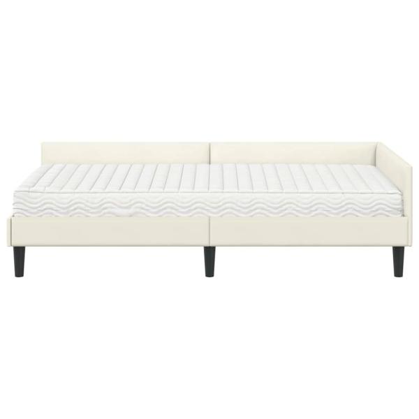 Eckbettgestell mit Matratze Sonstiges 2 Stk. Creme Samt