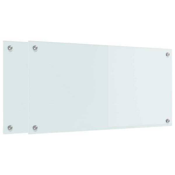 Küchenrückwand 2 Stk. Weiß 80 x 40 cm Gehärtetes Glas