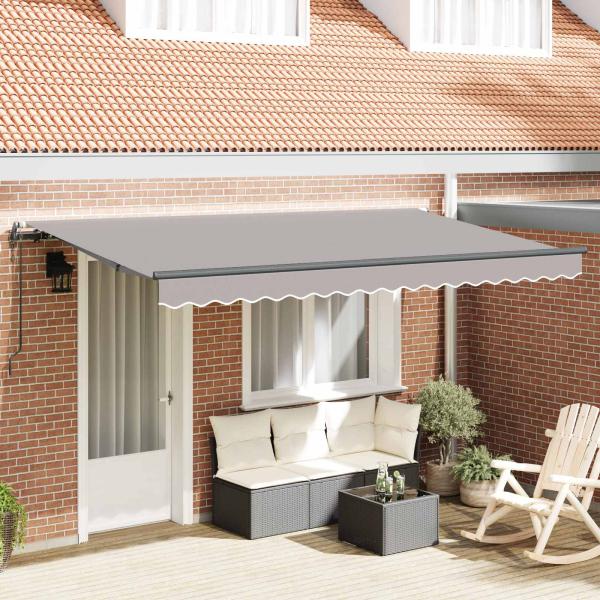 ARDEBO.de - Einziehbare Markise Hellgrau 400 x 200 cm Stoff