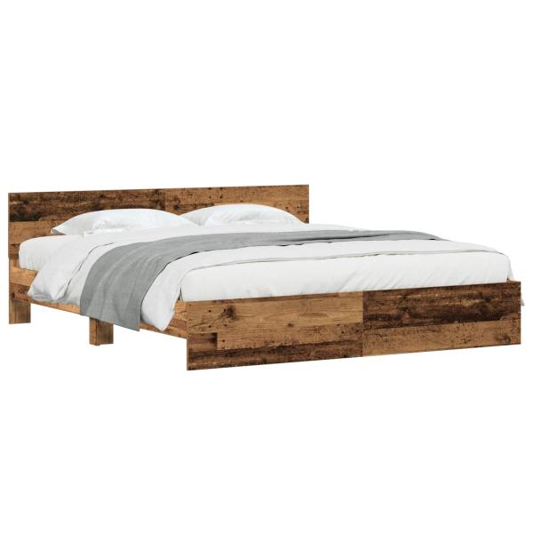 Bettgestell mit Kopfteil mit Kopfteil Altholz 203 x 185 x 70 cm