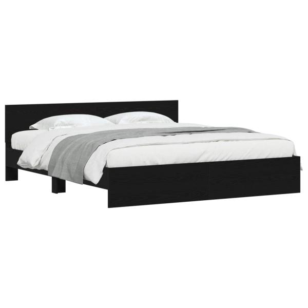 Bettgestell mit Kopfteil Schwarz Eichen-Optik 203 x 185 x 70 cm