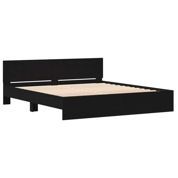 Bettgestell mit Kopfteil Schwarz Eichen-Optik 203 x 185 x 70 cm