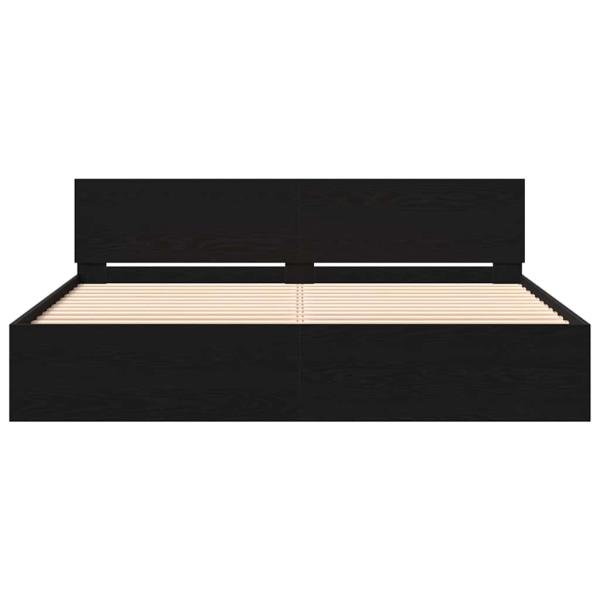 Bettgestell mit Kopfteil Schwarz Eichen-Optik 203 x 185 x 70 cm