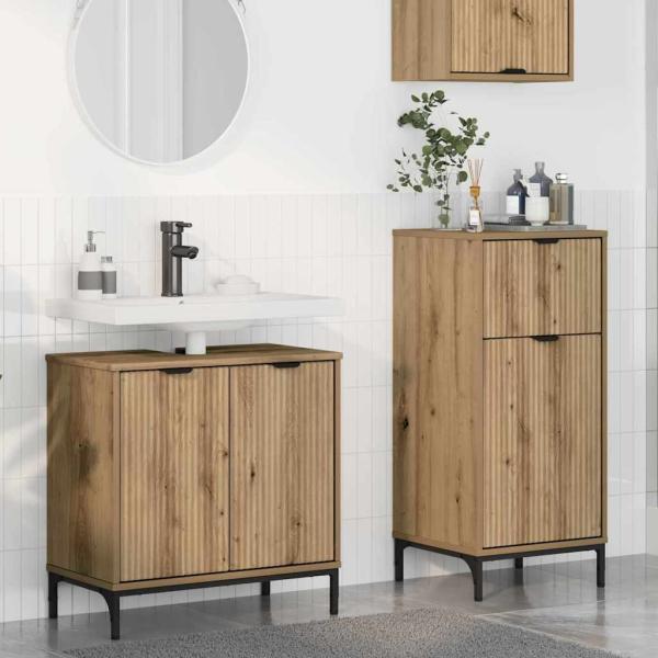 ARDEBO.de - Badezimmermöbel-Set 2 Stk. Artisan-Eiche Sperrholz und Metall