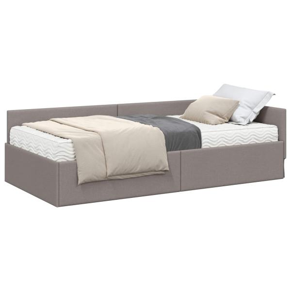 Eckbettgestell mit Matratze Sonstiges 2 Stk. Taupe Stoff