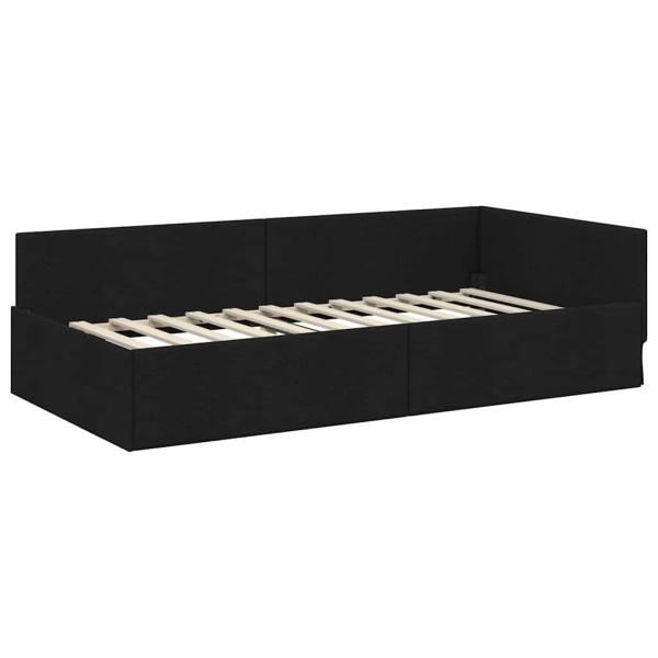 Eckbettgestell mit Matratze Sonstiges 2 stk. Schwarz Stoff