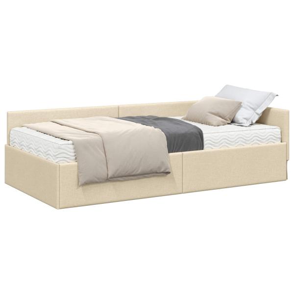 Eckbettgestell mit Matratze Sonstiges 2 stk. Creme Stoff