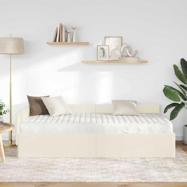 Eckbettgestell mit Matratze Sonstiges 2 stk. Creme Samt
