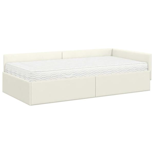 Eckbettgestell mit Matratze Sonstiges 2 stk. Creme Samt