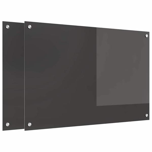 Küchenrückwand 2 stk. Dunkelgrau 90 x 60 cm Gehärtetes Glas