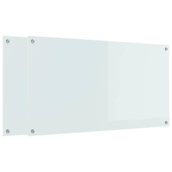 Küchenrückwand 2 stk. Weiß 110 x 60 cm Gehärtetes Glas