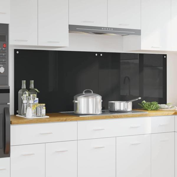 ARDEBO.de - Küchenrückwand 2 Stk. Schwarz 90 x 60 cm Gehärtetes Glas