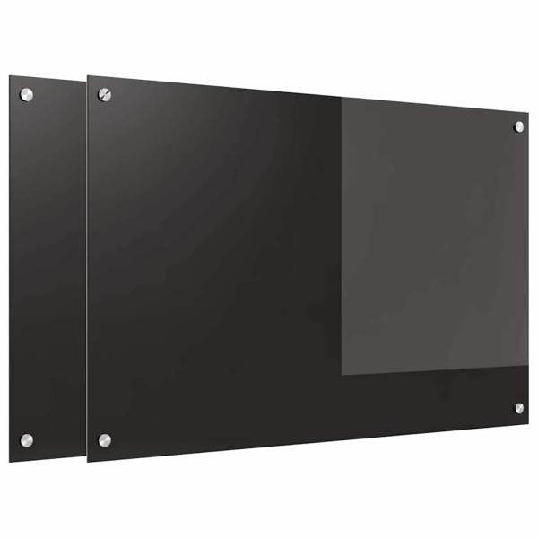 Küchenrückwand 2 Stk. Schwarz 90 x 60 cm Gehärtetes Glas