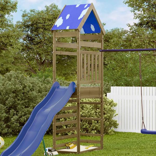 ARDEBO.de - Spielturm Braun 52,5 x 85 x 265 cm Massives impr?gniertes Holz