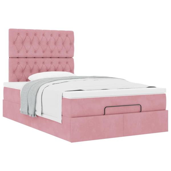 Ottoman-Bett mit Matratzen Rosa 120x200 cm Samt