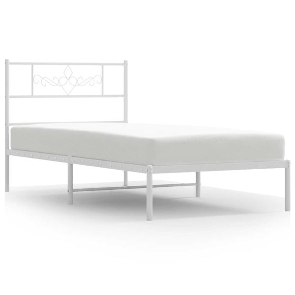 Bettgestell mit Kopfteil Metall Weiß 100x200 cm