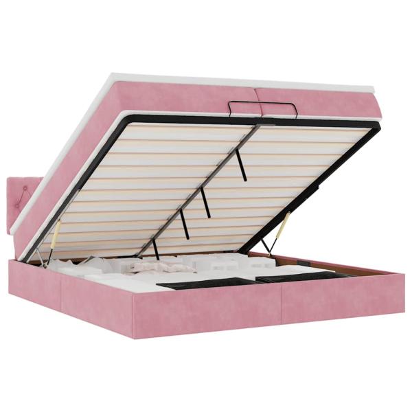 Ottoman-Bett mit Matratzen & LEDs Rosa 200x200 cm Samt