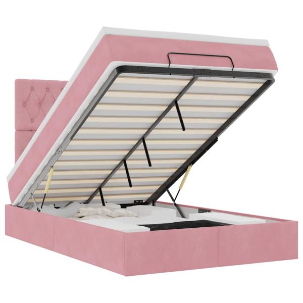 Ottoman-Bett mit Matratzen & LEDs Rosa 120x200 cm Samt