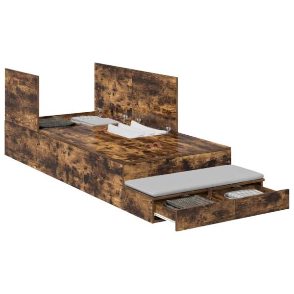 Aufbewahrungsbettgestell Geräucherte Eiche 80 cm Holzwerkstoff