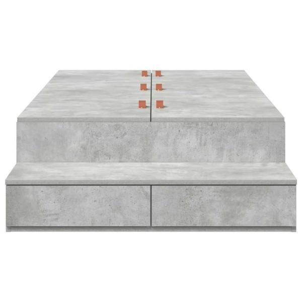 Aufbewahrungsbettgestell Beton Grau 90 cm Holzwerkstoff