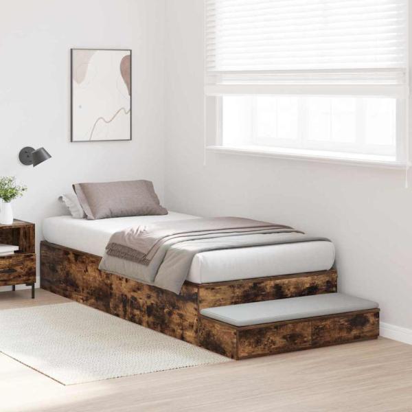 Aufbewahrungsbettgestell Geräucherte Eiche 90 cm Holzwerkstoff