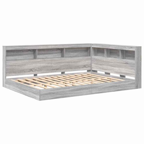 Bücherregal-Bett Grau Sonoma 160 x 200 cm Holzwerkstoff
