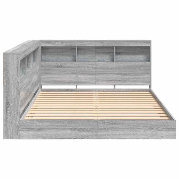 Bücherregal-Bett Grau Sonoma 160 x 200 cm Holzwerkstoff