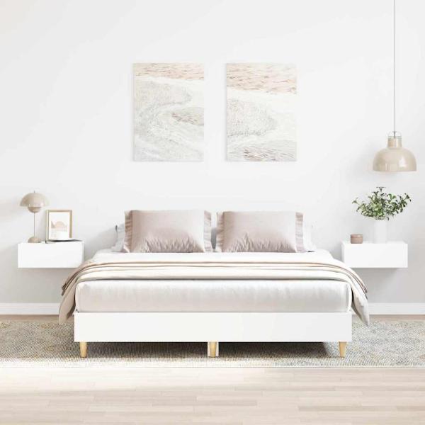 Bettrahmen 2 stk. Weiß 152 x 203 cm Holzwerkstoff