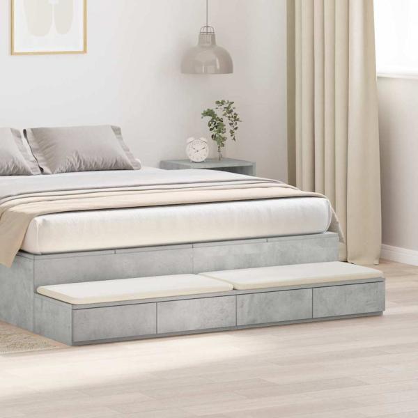 ARDEBO.de - Bettschubladen Beton Grau 150 x 36,5 x 16,5 cm Holzwerkstoff