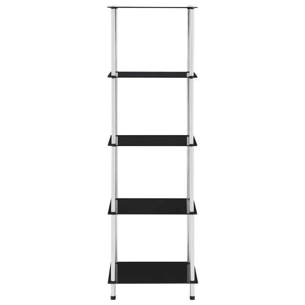 Regal mit 5 Ablagen Schwarz 40x40x130 cm Hartglas