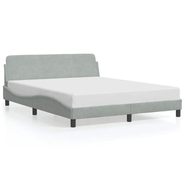 Bettgestell "Dover" Hellgrau 152x203 cm Samt