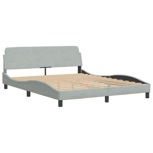 Bettgestell "Dover" Hellgrau 152x203 cm Samt