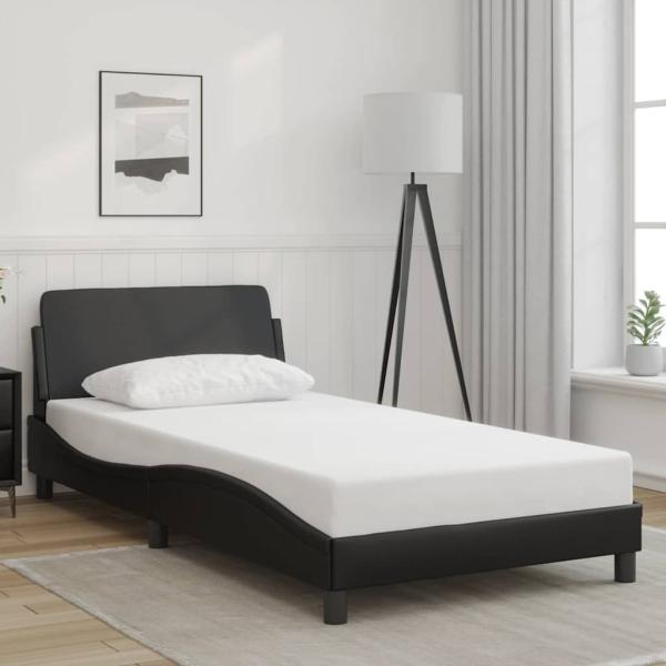 ARDEBO.de - Bettgestell "Dover" Schwarz 100x190 cm Kunstleder
