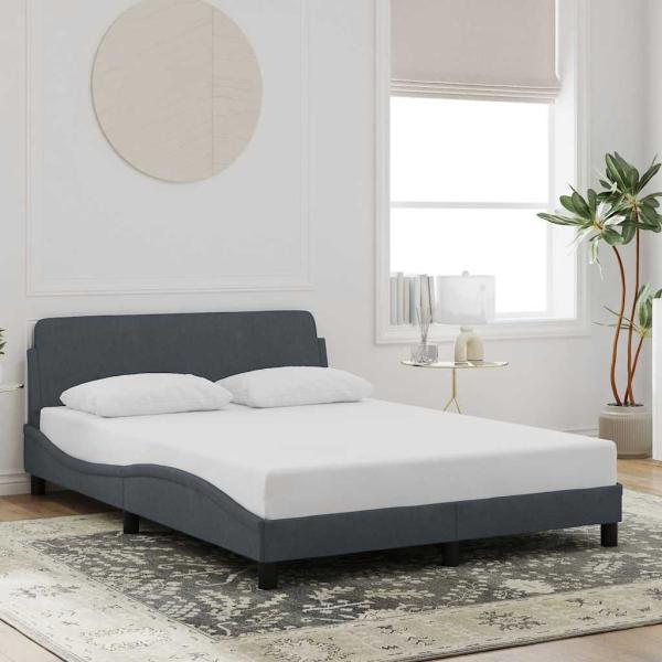 ARDEBO.de - Bettgestell "Dover" Dunkelgrau 137x190 cm Samt