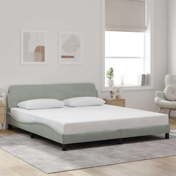 ARDEBO.de - Bettgestell "Dover" Hellgrau 183x213 cm Samt