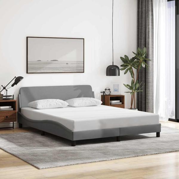 ARDEBO.de - Bettgestell "Dover" Hellgrau 152x203 cm Stoff